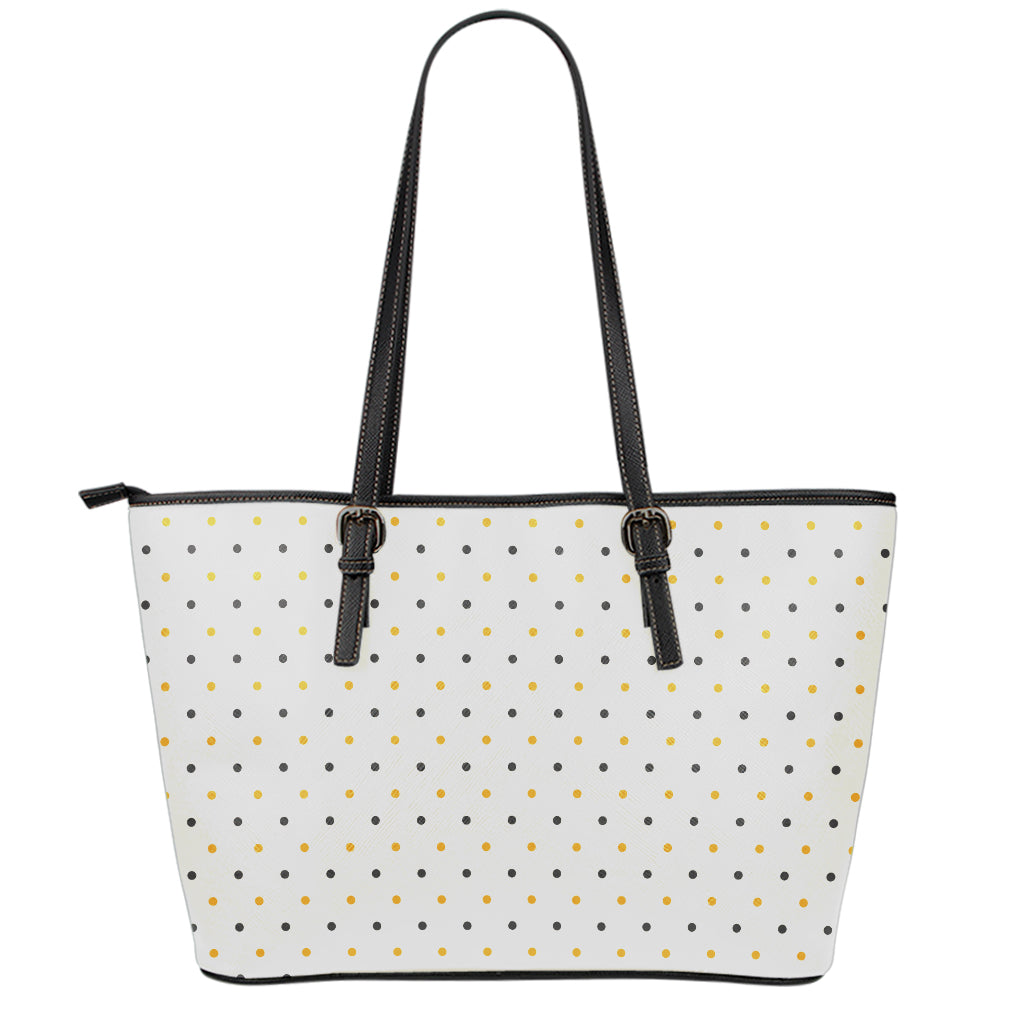 Halloween Polka Dot Pattern Print Leather Tote Bag