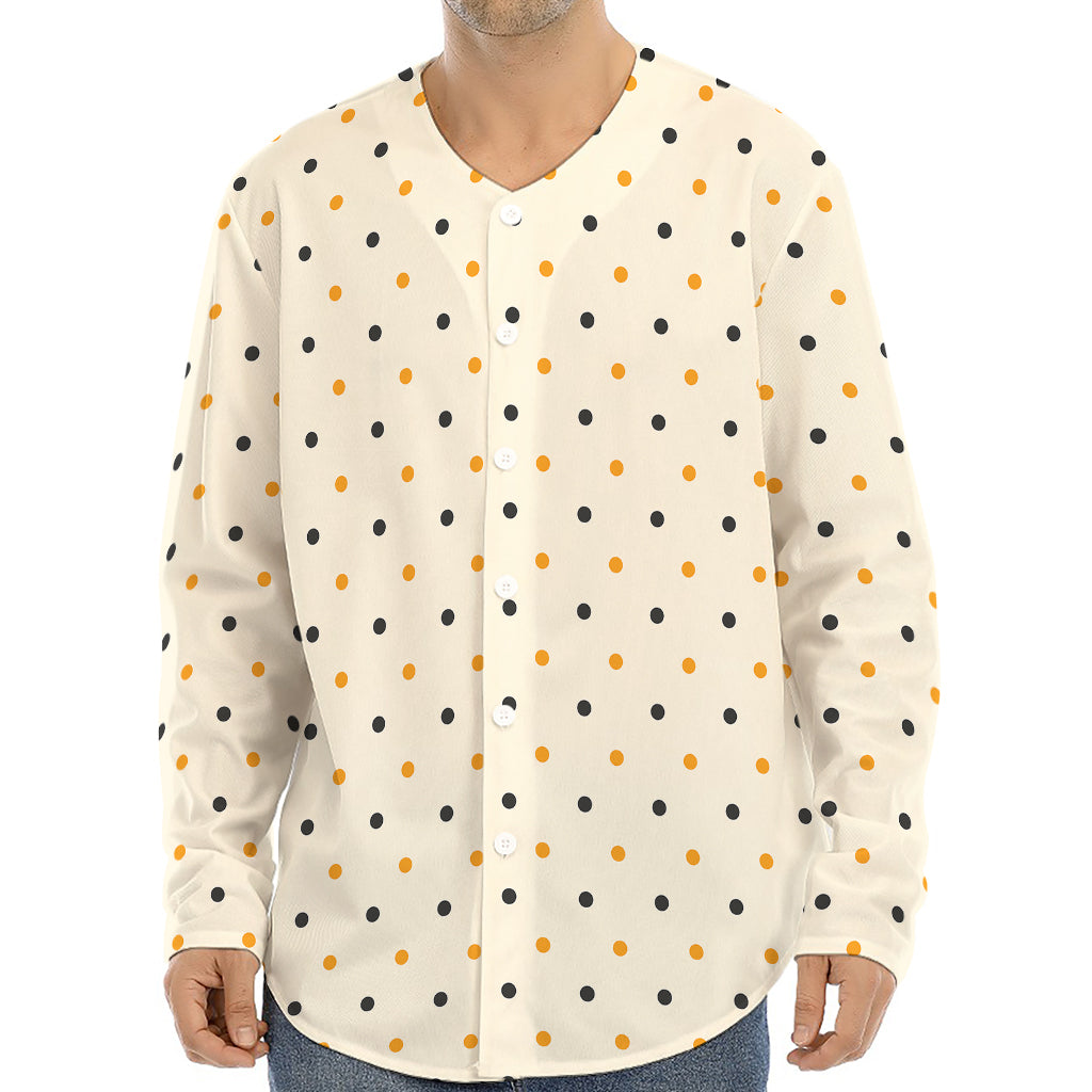 Halloween Polka Dot Pattern Print Long Sleeve Baseball Jersey