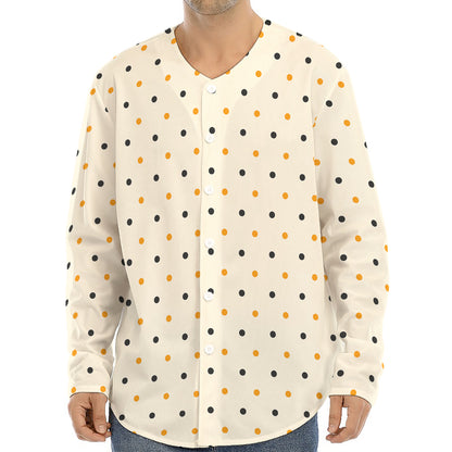Halloween Polka Dot Pattern Print Long Sleeve Baseball Jersey