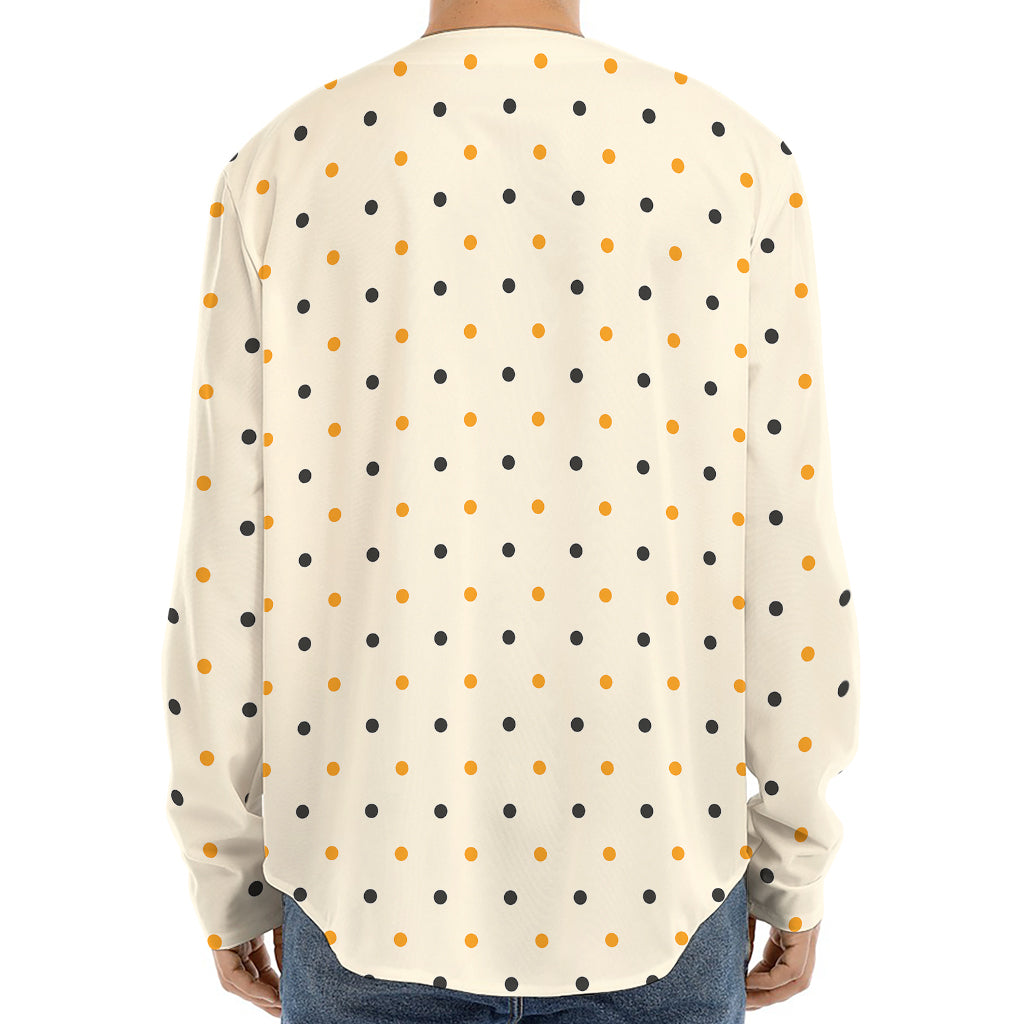 Halloween Polka Dot Pattern Print Long Sleeve Baseball Jersey