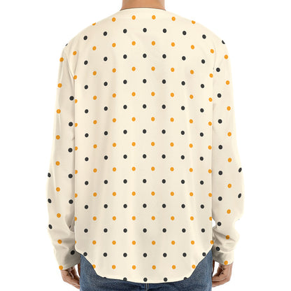 Halloween Polka Dot Pattern Print Long Sleeve Baseball Jersey