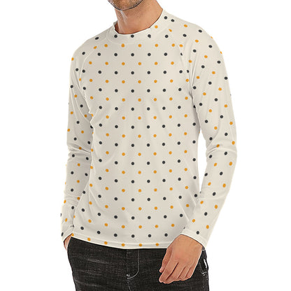 Halloween Polka Dot Pattern Print Men's Long Sleeve Rash Guard
