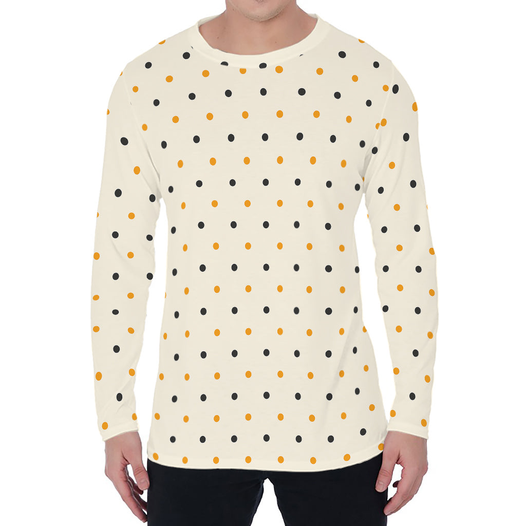 Halloween Polka Dot Pattern Print Men's Long Sleeve T-Shirt