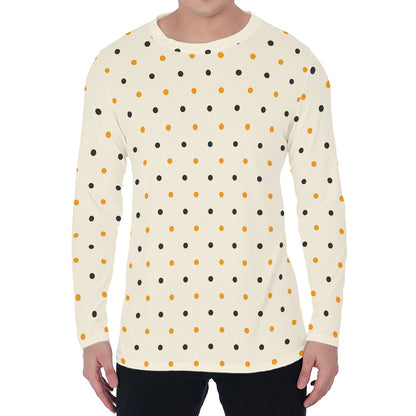 Halloween Polka Dot Pattern Print Men's Long Sleeve T-Shirt