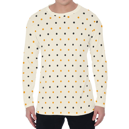 Halloween Polka Dot Pattern Print Men's Long Sleeve T-Shirt