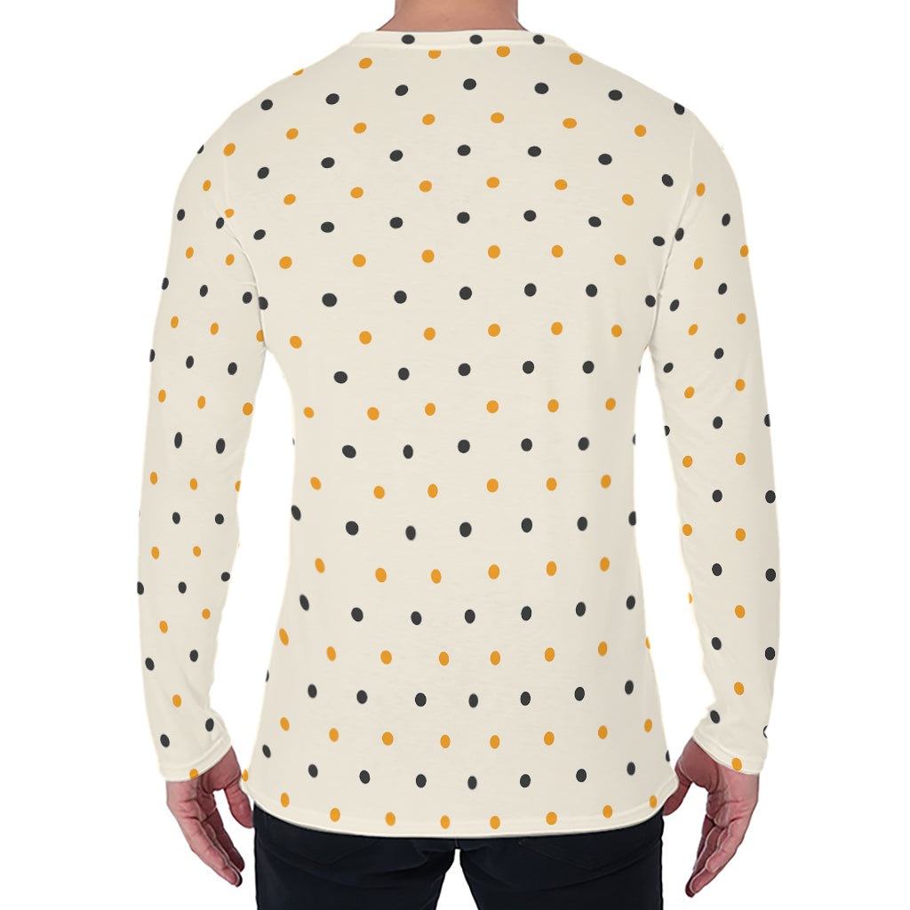 Halloween Polka Dot Pattern Print Men's Long Sleeve T-Shirt