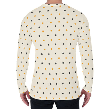 Halloween Polka Dot Pattern Print Men's Long Sleeve T-Shirt