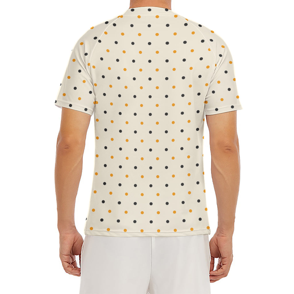 Halloween Polka Dot Pattern Print Men's Short Sleeve Rash Guard