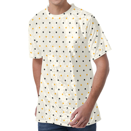 Halloween Polka Dot Pattern Print Men's Velvet T-Shirt
