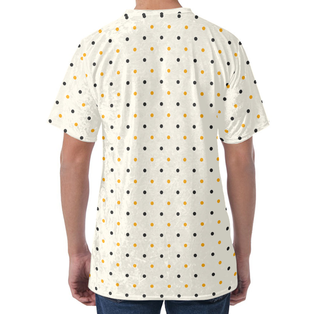 Halloween Polka Dot Pattern Print Men's Velvet T-Shirt
