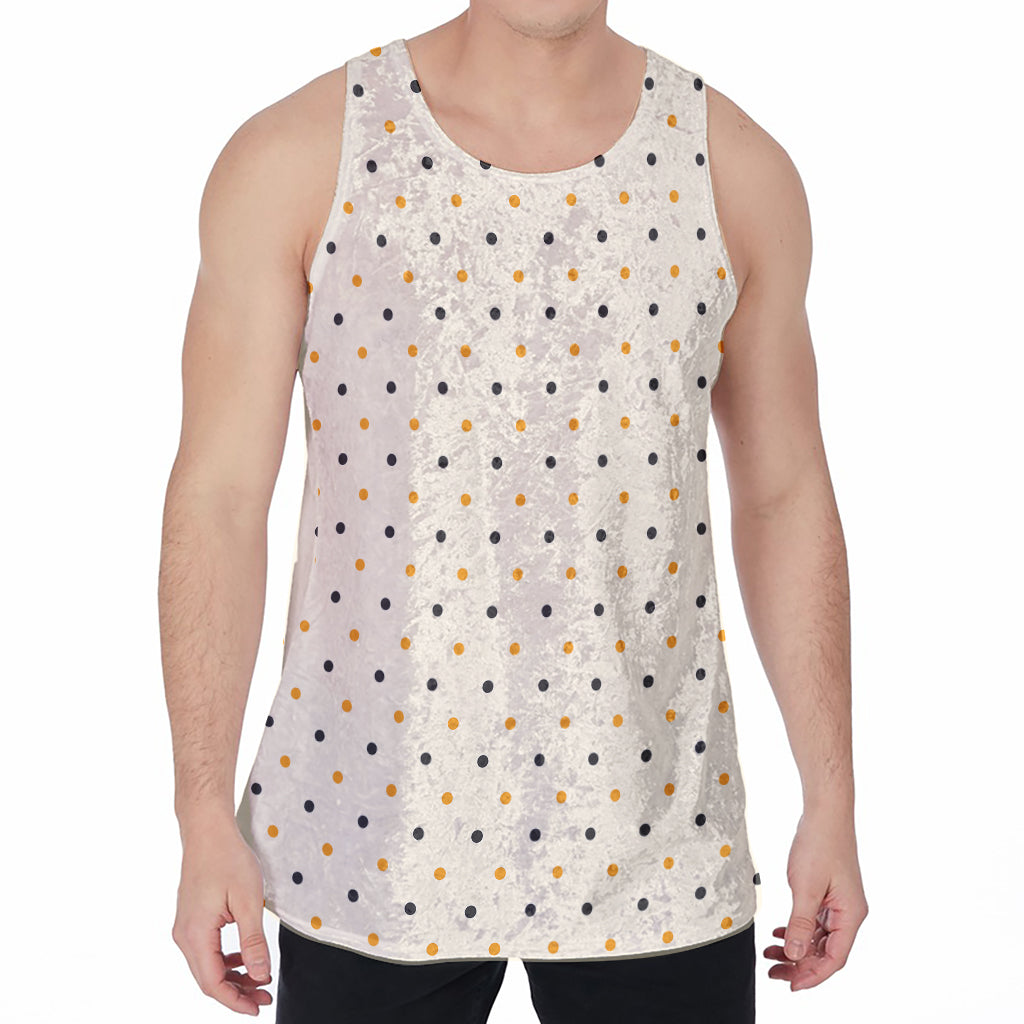 Halloween Polka Dot Pattern Print Men's Velvet Tank Top