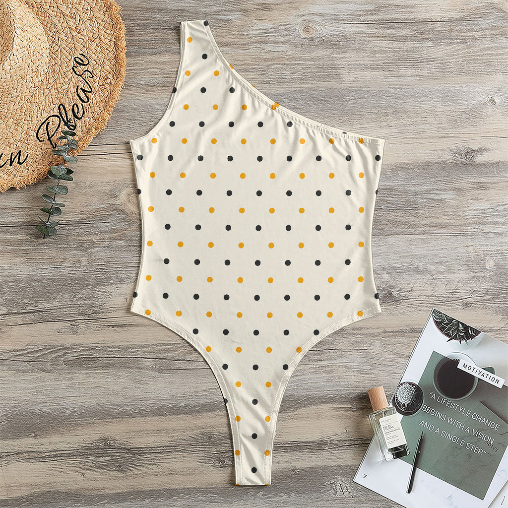 Halloween Polka Dot Pattern Print One Shoulder Bodysuit