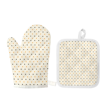 Halloween Polka Dot Pattern Print Oven Mitt And Pot Holder Set