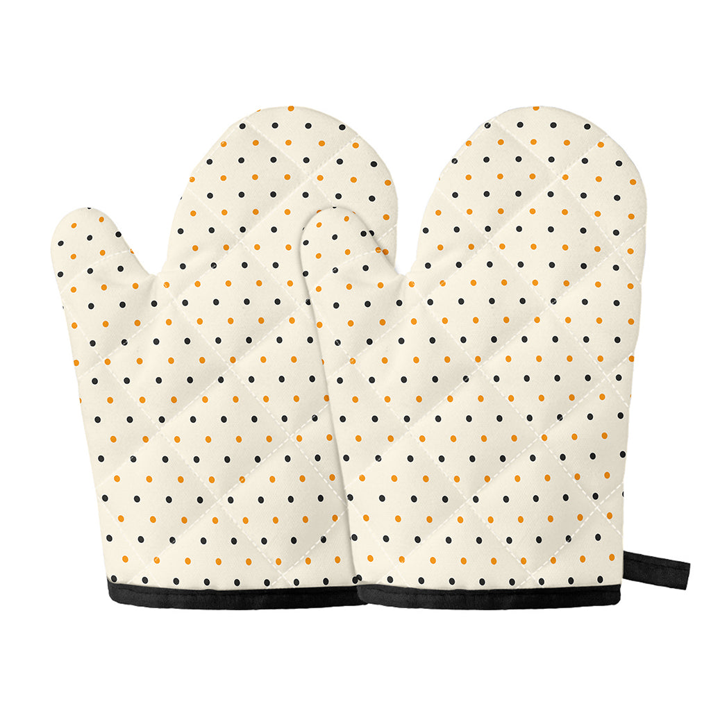 Halloween Polka Dot Pattern Print Oven Mitts