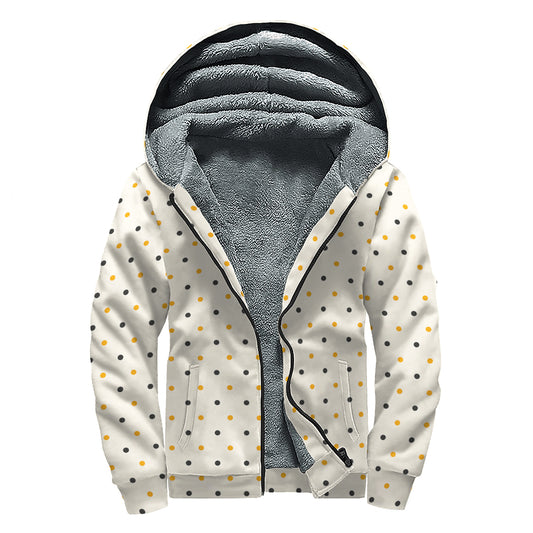 Halloween Polka Dot Pattern Print Sherpa Lined Zip Up Hoodie