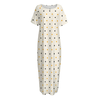 Halloween Polka Dot Pattern Print Short Sleeve Long Nightdress