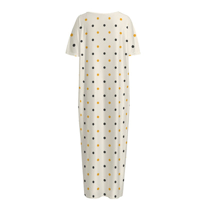 Halloween Polka Dot Pattern Print Short Sleeve Long Nightdress