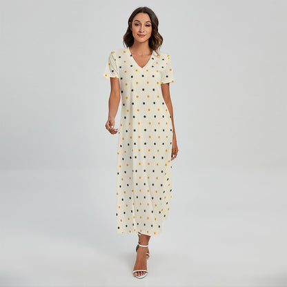 Halloween Polka Dot Pattern Print Short Sleeve Maxi Dress