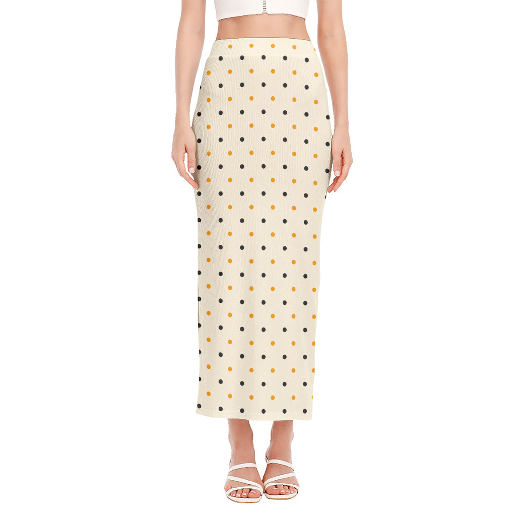 Halloween Polka Dot Pattern Print Side Slit Maxi Skirt