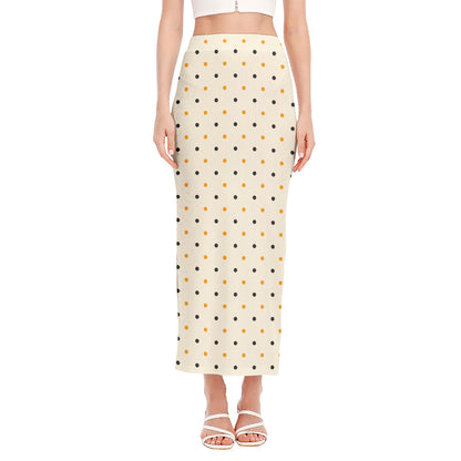 Halloween Polka Dot Pattern Print Side Slit Maxi Skirt
