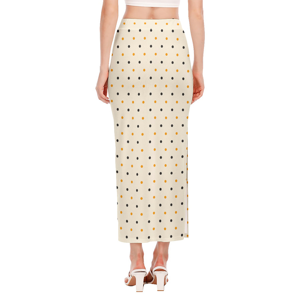 Halloween Polka Dot Pattern Print Side Slit Maxi Skirt