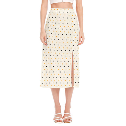 Halloween Polka Dot Pattern Print Side Slit Midi Skirt