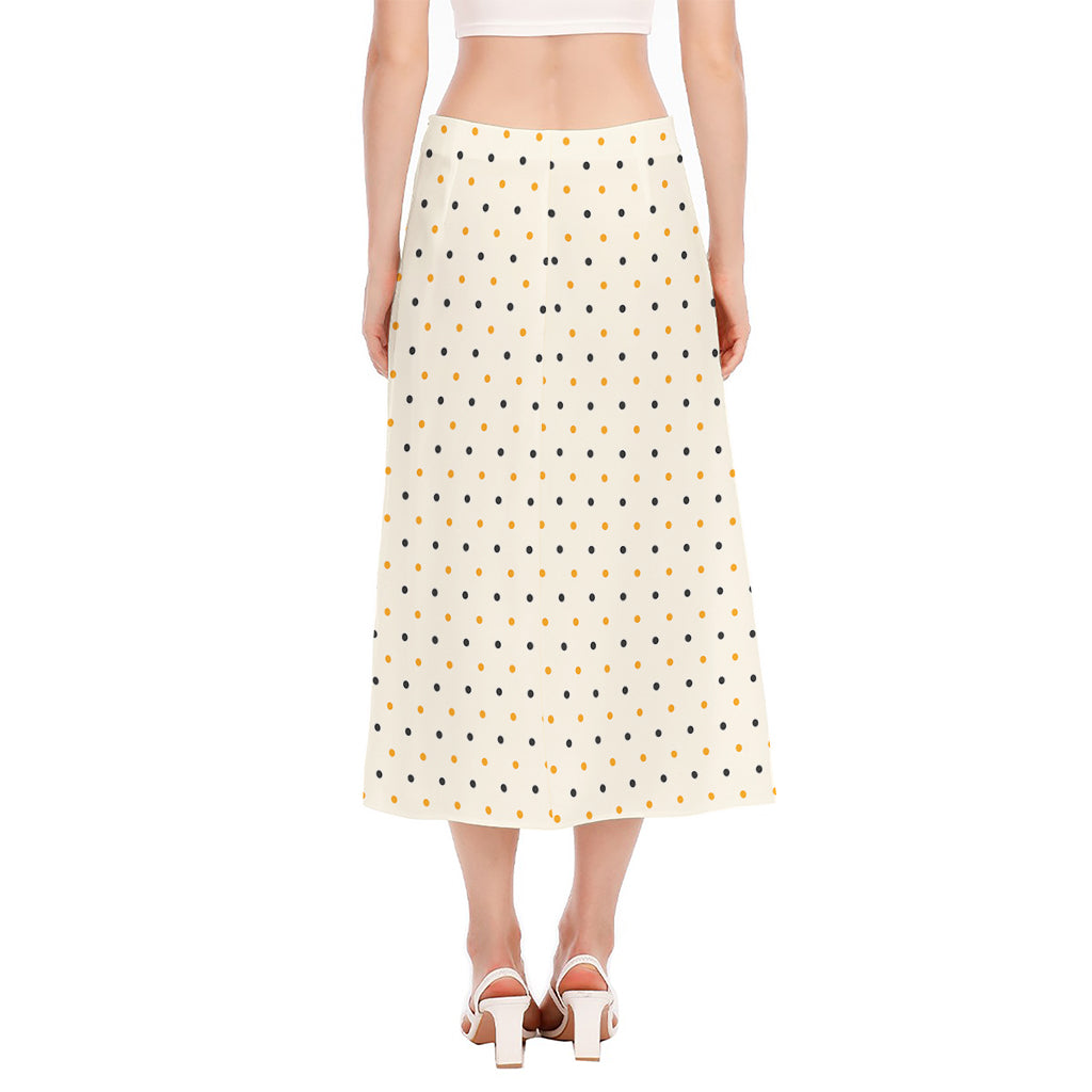 Halloween Polka Dot Pattern Print Side Slit Midi Skirt
