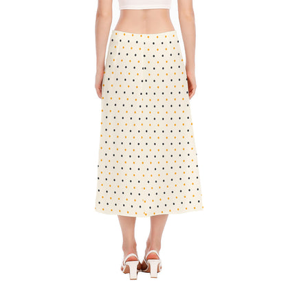 Halloween Polka Dot Pattern Print Side Slit Midi Skirt