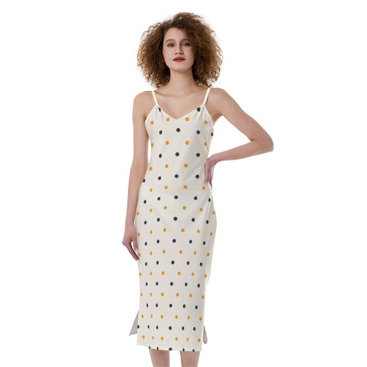Halloween Polka Dot Pattern Print Slim Fit Midi Cami Dress