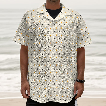 Halloween Polka Dot Pattern Print Textured Short Sleeve Shirt