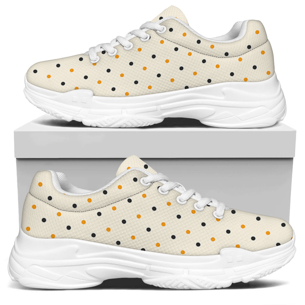 Halloween Polka Dot Pattern Print White Chunky Shoes