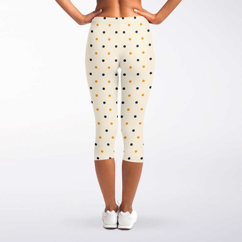 Halloween Polka Dot Pattern Print Women's Capri Leggings