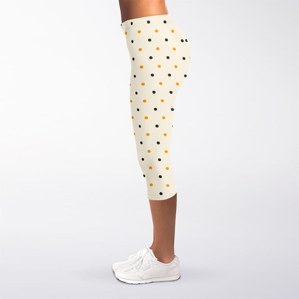Halloween Polka Dot Pattern Print Women's Capri Leggings