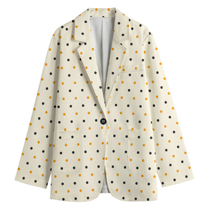 Halloween Polka Dot Pattern Print Women's Cotton Blazer