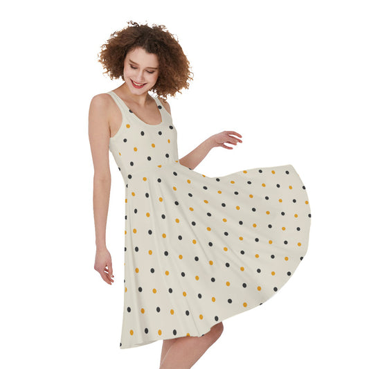 Halloween Polka Dot Pattern Print Women's Sleeveless Dress