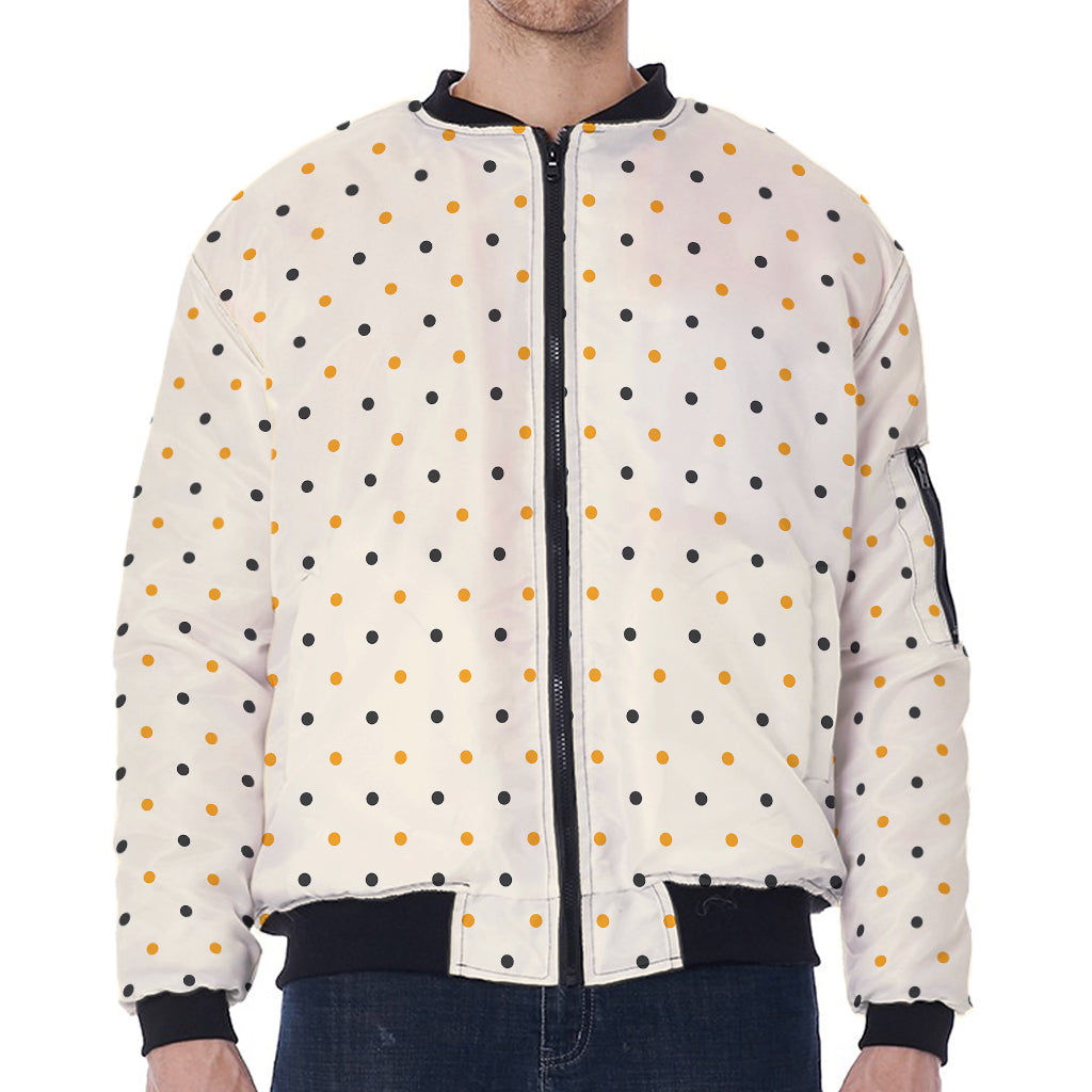 Halloween Polka Dot Pattern Print Zip Sleeve Bomber Jacket