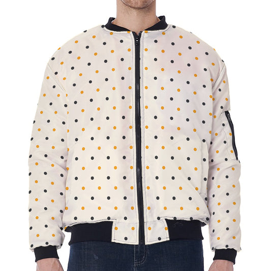 Halloween Polka Dot Pattern Print Zip Sleeve Bomber Jacket