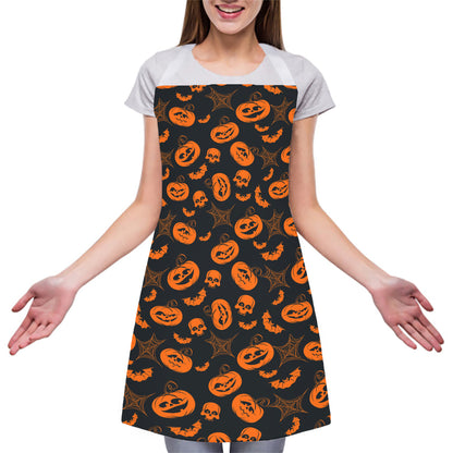 Halloween Pumpkin And Bat Pattern Print Adjustable Apron