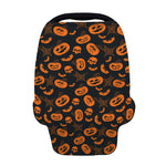 Halloween Pumpkin And Bat Pattern Print Baby Seat Cover