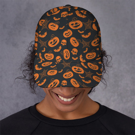 Halloween Pumpkin And Bat Pattern Print Baseball Cap