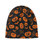 Halloween Pumpkin And Bat Pattern Print Beanie