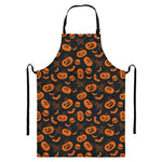 Halloween Pumpkin And Bat Pattern Print Bib Apron With Pocket