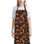 Halloween Pumpkin And Bat Pattern Print Bib Apron With Pocket