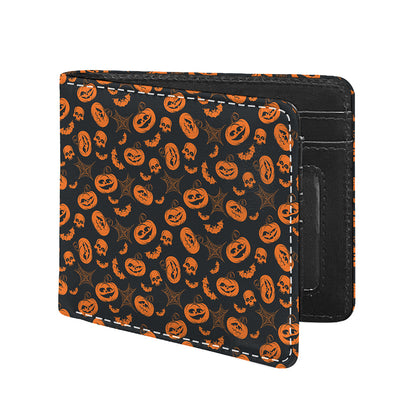 Halloween Pumpkin And Bat Pattern Print Bifold Wallet