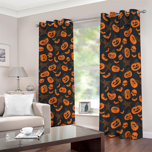 Halloween Pumpkin And Bat Pattern Print Blackout Grommet Curtains