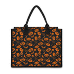 Halloween Pumpkin And Bat Pattern Print Canvas Tote Bag