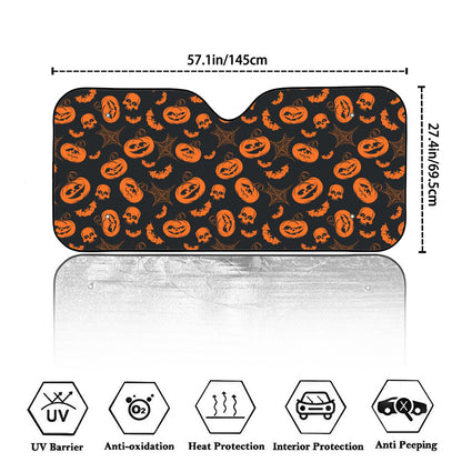 Halloween Pumpkin And Bat Pattern Print Car Windshield Sun Shade