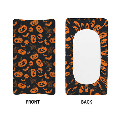 Halloween Pumpkin And Bat Pattern Print Changing Pad Cover