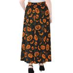 Halloween Pumpkin And Bat Pattern Print Chiffon Maxi Skirt