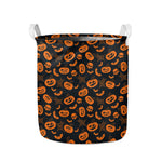 Halloween Pumpkin And Bat Pattern Print Collapsible Laundry Basket
